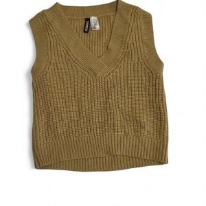 H&M Divided Tan Knit Sweater Vest V Neck Chunky Knit Size XS